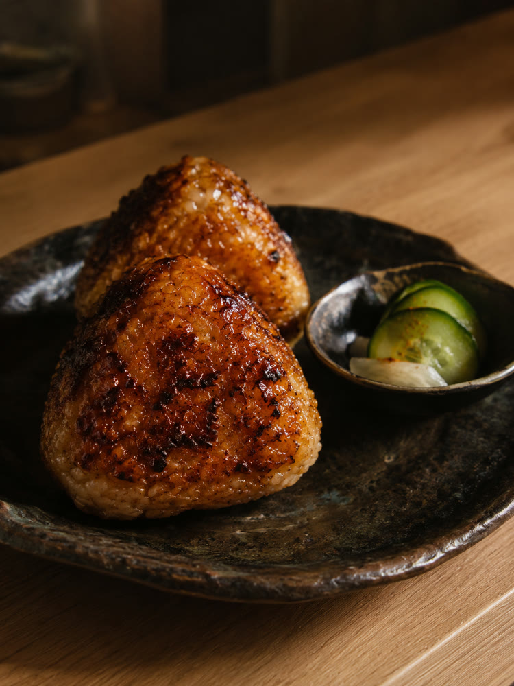Grilled rice balls